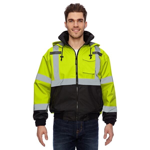 Men's Classic Three-Way Black Bottom Bomber Jacket Thumbnail